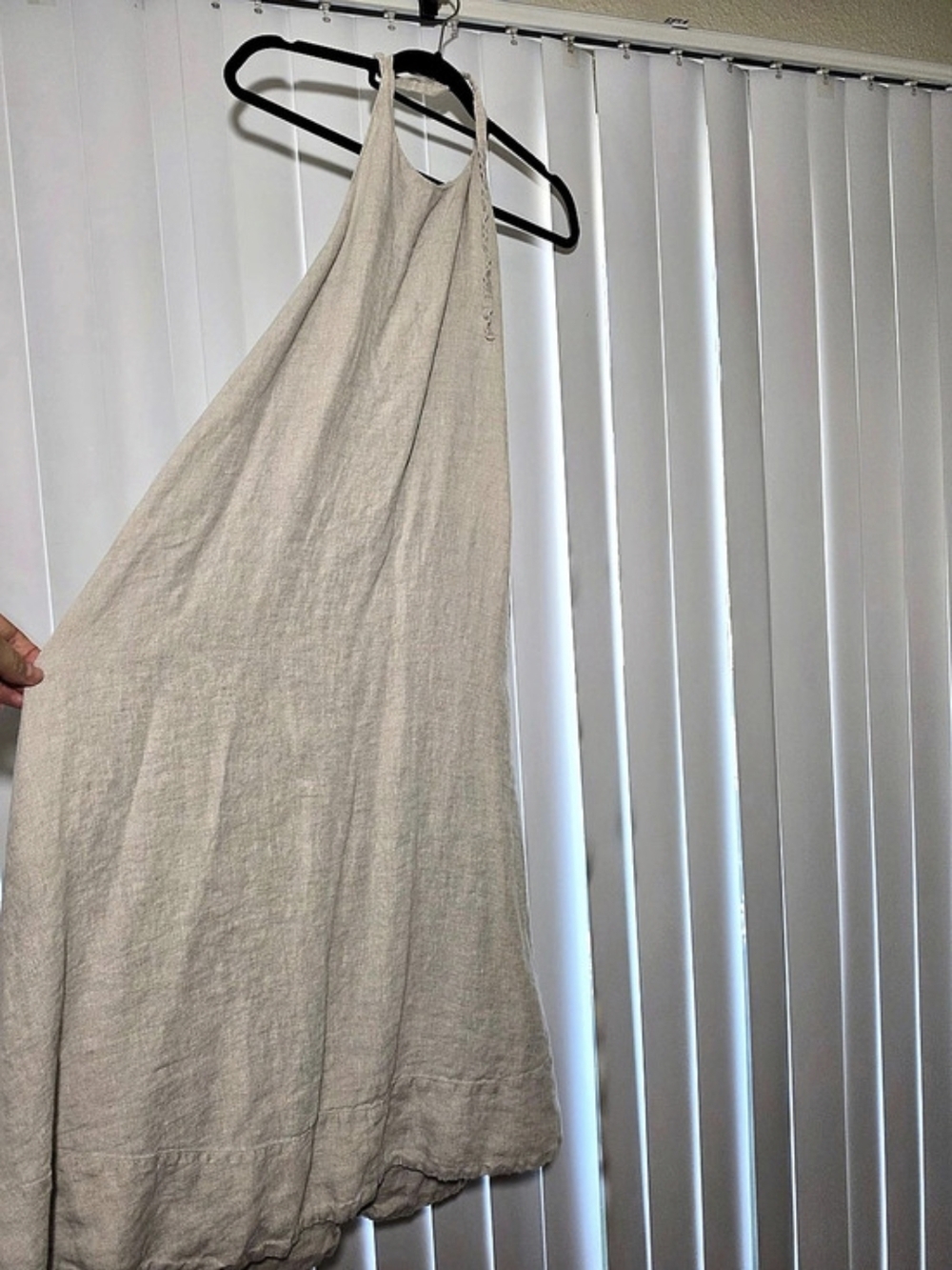 Haven Linen Midi Dress in Beige Size Medium